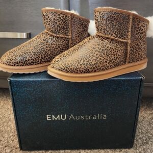 Emu Australia Leopard Print Ankle Boots